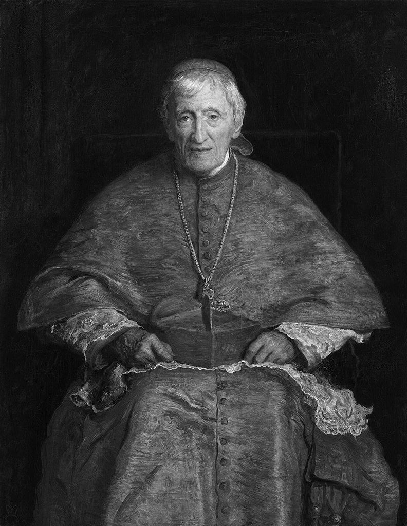Historical portrait of John Henry Newman in clerical robes as a cardinal