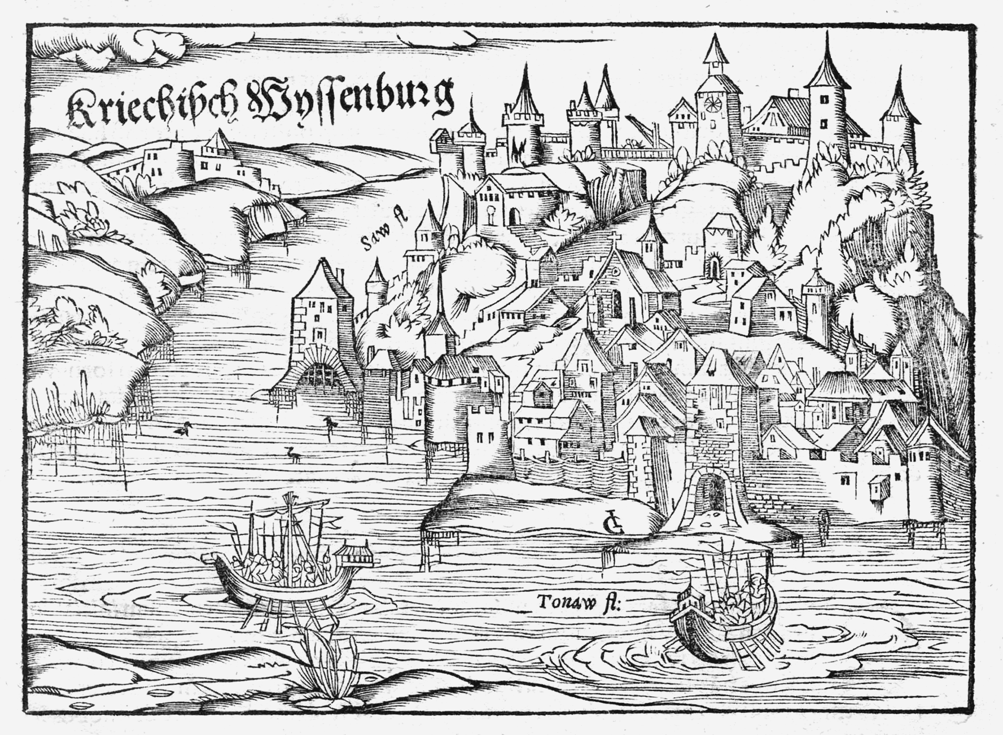 1545 woodcut of the siege of Belgrade from Sebastian Münster's Cosmographia