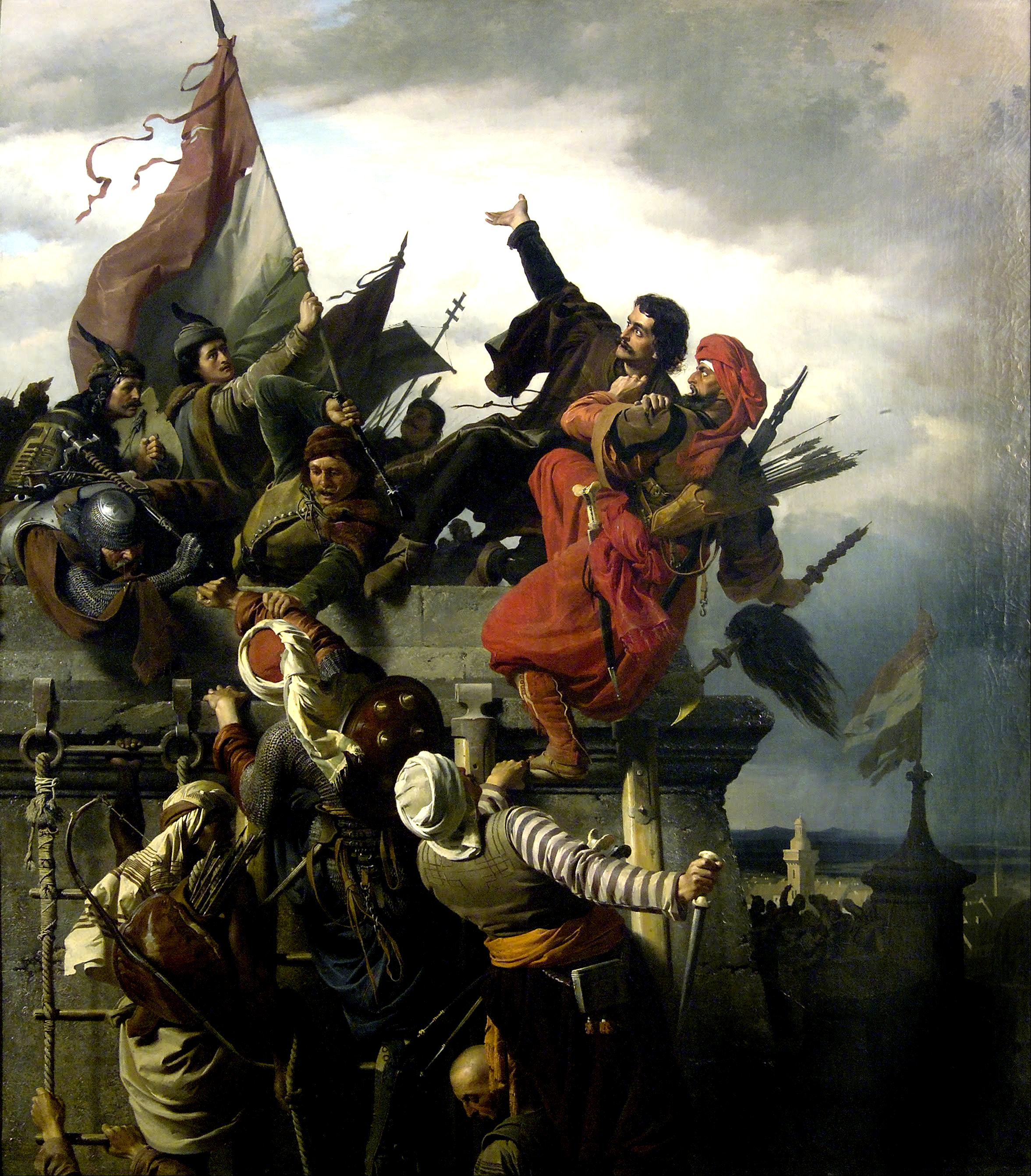 19th-century painting of hand-to-hand fighting on the ramparts of Belgrade