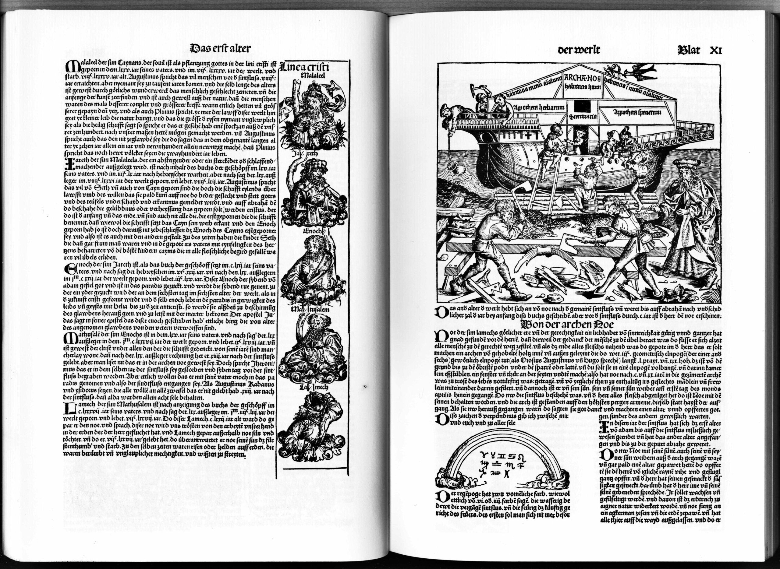 Woodcut of the antediluvian patriarchs from the Nuremberg Chronicle, 1493